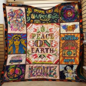 Hippie On Earth Quilt Blanket  Quilt